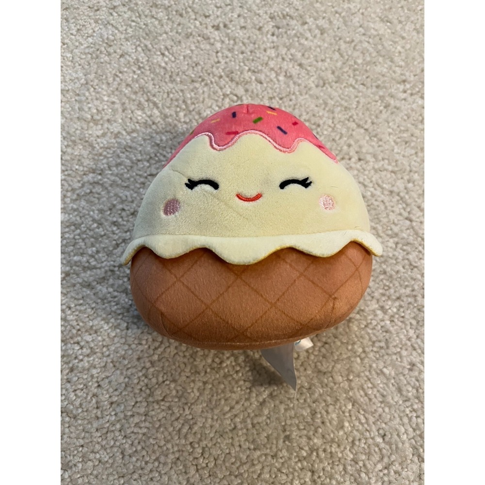 Squishmallows Clara Ice Cream Cone 5" Plush Pink Yellow Brown Soft Collectible